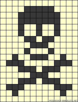 A32861 - friendship-bracelets.net Tiny Skull Cross Stitch, Small Skull Cross Stitch Pattern, Pixel Skull Art, Skull Grid Pattern, Pixel Art Templates Small, Skull Pixel Art Grid, Bones Chart, Pixel Art Small Cute, Alpha Pattern Small