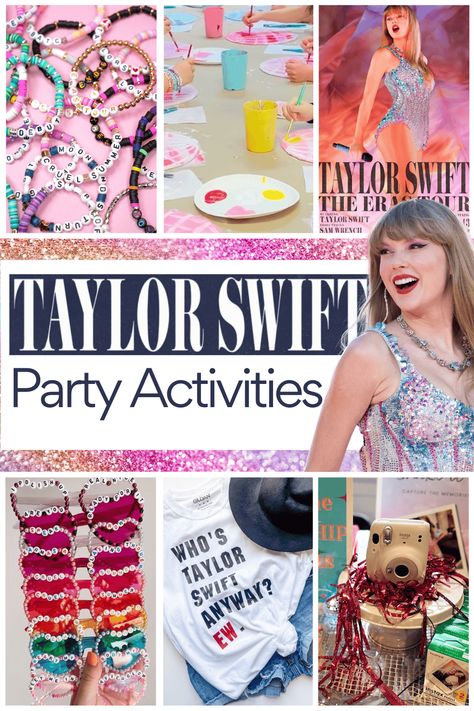 Ideas to help plan THE Taylor Swift Birthday Party. Decor, themes, activities & more to help you enjoy Taylor's version of your special day!! 8year Girl Birthday Ideas, Birthday Stations Activities, Taylor Swift Birthday Party Activities Ideas, Taylor Swift Themed Photo Booth, Taylor Swift Party Activities Ideas, Taylor Swift Era Symbols, Different Taylor Swift Eras, Taylor Swift Themed Brunch, Taylor Swift Birthday Party Activity Ideas