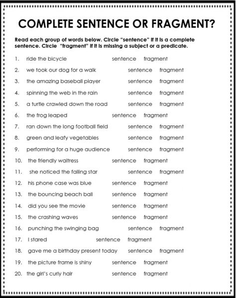 Fragment And Run On Sentences Activities, Complete Sentences Worksheets, Sentence Fragments And Run Ons, Sentence And Phrase Worksheet, Fragments And Run On Sentences, 7th Grade English Worksheets, Sentence Structure Worksheets, Phrases And Clauses, Incomplete Sentences