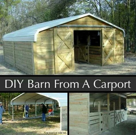 Horse Shelter, Goat Barn, Diy Barn, Barn Garage, Barns Sheds, Farm Ideas, Barn Plans, Horse Diy, Farm Barn