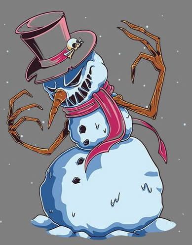 Krampus Tattoo Design, Krampus Drawing, Creepy Christmas Art, Creepy Snowman, Evil Snowman, Creepy Bear, Evil Cartoon Characters, Krampus Art, Scary Christmas