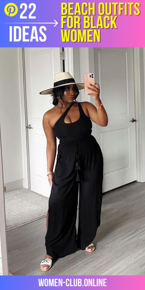 Turning Heads in the Tropics: Stylish and Comfortable Vacation Outfits for Black Women: Beach Travel Bali Club Outfit, Hawaii Outfits Black Women, Cute Beach Outfits Black Women, Vacation Outfits Black Women Plus Size, Nude Summer Outfit, Outfits For Jamaica Vacation Black Women, Cruise Dinner Outfits For Women, Mom Vacation Outfits, Comfortable Vacation Outfits