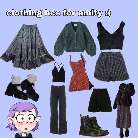 Amity Blight Outfit Aesthetic, Amity Inspired Outfits, The Owl House Outfit Ideas, Amity Blight Outfit Ideas, Amity Blight Inspired Outfits, The Owl House Clothes, Owl House Inspired Outfits, Amity Blight Outfit, Amity Cosplay