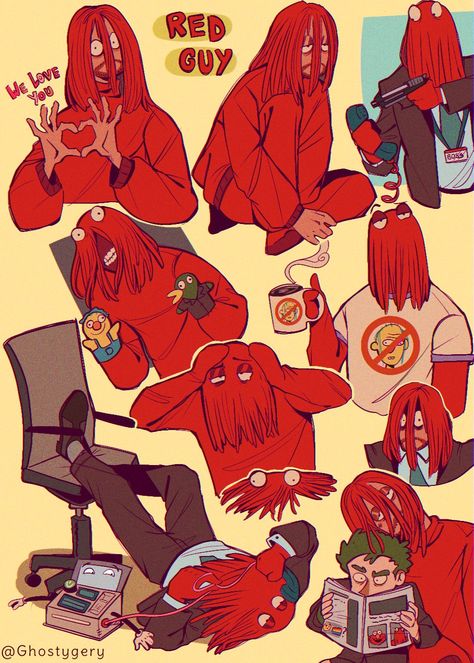 Dhmis Aesthetic, Dhmis Fanart, Don't Hug Me I'm Scared Fanart, Red Guy, Dont Hug Me, I'm Scared, I M Scared, Arte Obscura, Im Scared