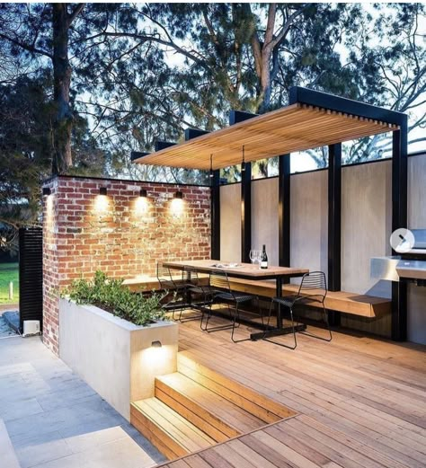 Terrace Pergola Ideas, Extension Patio, Backyard Decking, Outdoor Kitchen Lighting, Pergola Patio Ideas, Patio Extension, Garden Gym, Wedding Signs Seating, Architecture Stairs