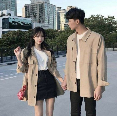 Couple Fits Korean, Korean Outfits Couple, Couple Korean Outfit, Asian Couple Outfits, Cute Couple Outfits Korean, Cute Matching Couple Outfits, Couple Outfits Korean, Couple Aesthetic Outfits, Korean Couple Outfits