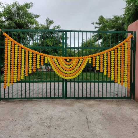 Mango Color Artificial Decorative Marigold Flower Garland Strings Wedding garland floral garland garland felt garland artificial garland Flower Toran, Indian Wedding Decoration, Artificial Flowers Decor, Wedding Reception Ideas, Indian Flowers, Artificial Garland, Long Flowers, Wedding Indian, Marigold Flower