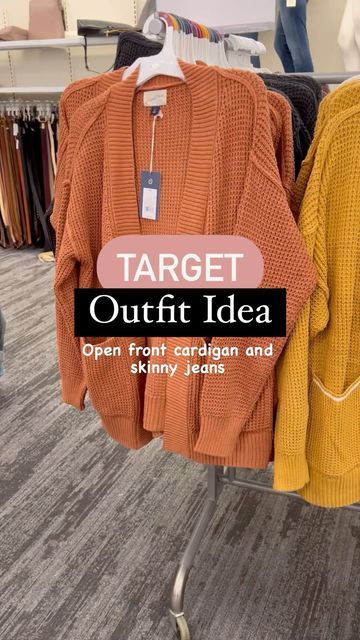 Dianna | Affordable Fashion on Instagram: "Target jeans on sale and in stock! 🙌🎯🥳 These are the perfect skinnies to pair with fall cardigans & ankle boots. Now 30% off in Women’s and Women’s plus sizes. Link in Stories, bio and the LTK app (this will take you there, just type into a browser- case sensitive: https://liketk.it/3MGEd ) 🔗💕 #targetstyle #targetreels #targetoutfit #targetsale #targetdoesitagain #cartfashion" Target Cardigan Outfit, Carmel Cardigan Outfits, How To Wear Oversized Cardigan, How To Wear A Cardigan With Jeans, Plus Size Cardigan Outfit, Target Cardigan, Cardigan With Jeans, Target Jeans, Plus Size Cardigan