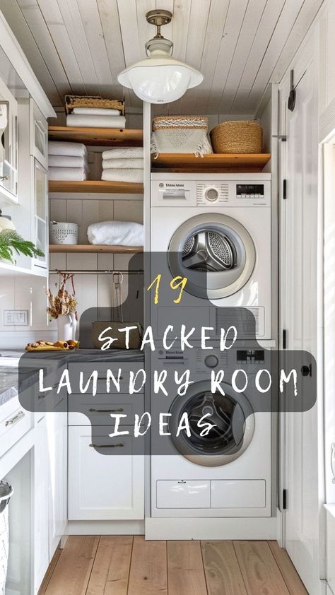 Utility Room With Stackable Washer Dryer, Narrow Laundry Closet, Hallway Laundry Ideas, Maximize Laundry Room Space, Small Laundry Room Ideas Stacked Washer, Tiny Laundry Room Stacked Washer Dryer, Small Hallway Laundry Room Ideas, Diy Laundry Room Built In, Laundry Closet Design Ideas