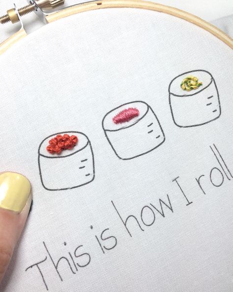 Extra innings in the World Series means extra stitching. I'm afraid that if I stop now, it may be bad luck. bit.lycrazysushicool #sushi #embroidery #eatdrinkstitch #crazysushicool by heypaul Sushi Embroidery, I'm Afraid, Bad Luck, World Series, Inspire Me, Stitching, Embroidery, The World, Cross Stitching