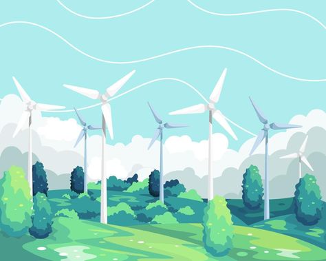 Wind Energy Illustration, Wind Energy Logo, Wind Turbine Illustration, Wind Energy Poster, Solar Energy Illustration, Renewable Energy Illustration, Green Energy Illustration, Renewable Energy Poster, Wind Turbine Art