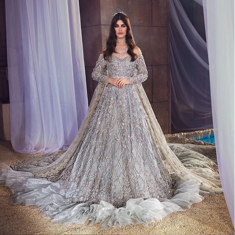 Gown Style Dress, Bridal Campaign, Net Gown, Pakistani Brides, Eastern Dresses, Walima Dress, Bridal Gown Styles, Backless Gown, Heavy Dresses