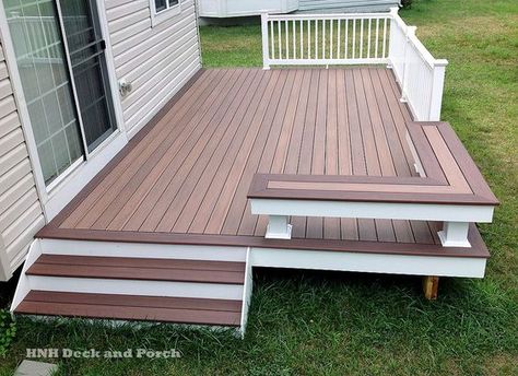 Low Maintenance Decks Low Deck Designs, درج السلم, Backyard Patio Deck, Building A Porch, Patio Deck Designs, Wooden Deck, Deck Designs Backyard, Decks Backyard, Diy Deck