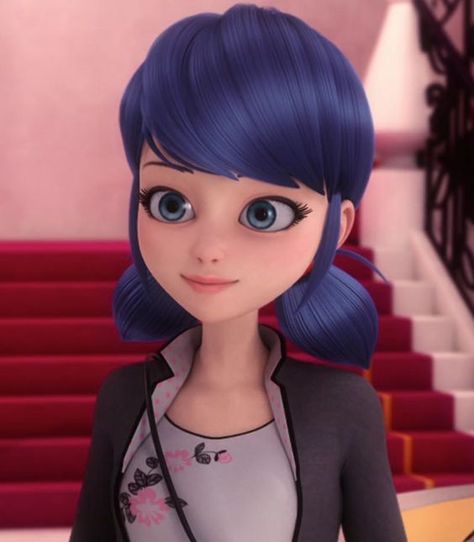 Marinette Dupain Cheng, Cartoon Girl, Miraculous Ladybug, Blue Hair, Hair, Blue