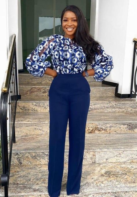 Stylish Naija Dress, Corporate Blouse Office Wear, Corporate Trousers For Ladies, Corporate Tops For Ladies, Ankara Office Wear Work Outfits, Latest Office Dresses For Ladies, Trouser And Top Styles For Ladies, Classy Tops For Women Chic, Work Tops For Women Office Style