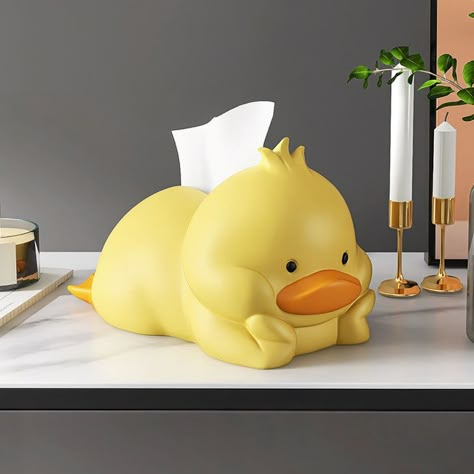 Cream style cute duck tissue box living room entrance bedroom dining room desktop home creative healing paper boxProduct Details-Name: Cute duck tissue box-Material: resin-Size: 16*18*28cm-Color: yellow, beige, white-Packaging: 1/packRecommended to buy Square Crystal Table Lamp Retro Egg Tart Table Lamp Cute Duck Room Decor, Cute Duck Decor, Rubber Duck Decorating Ideas, Duck Room Decor, Duck Bedroom, Duck Furniture, Creative Objects, Duck Lamp, Ducky Baby Shower