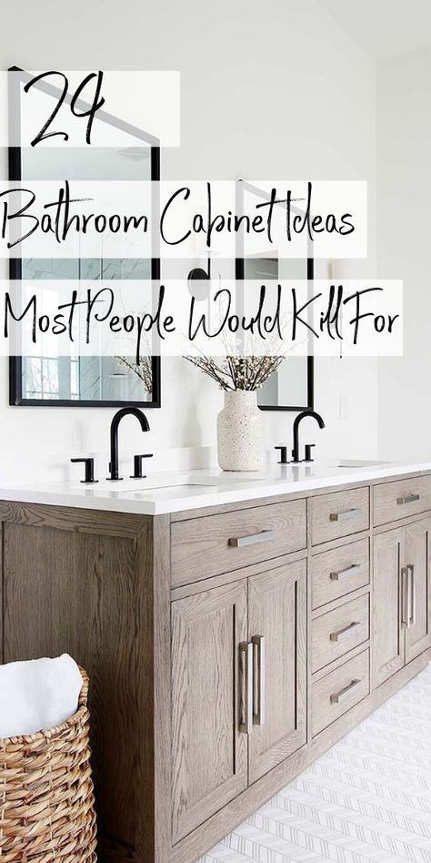 These 29 bathroom cabinet ideas are what people are talking about. If you're thinking about remodeling your bathroom this year you should see this cabinets & bathroom vanities for inspiration. #swankyden #bathroom #vanity Sink Design Bathroom, Bathroom Vanity Trends, Bathroom Sink Remodel, Vanity Remodel, Sink Remodel, Bathroom Cabinet Ideas, Custom Bathroom Cabinets, Bathroom Vanity Remodel, Bathroom Sink Design