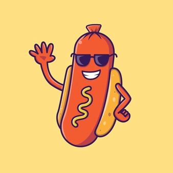 Catalyststuff | Freepik Food Mascot, American Hot Dogs, Beer Illustration, Vegetable Design, Drawn Fish, Beef Hot Dogs, Food Sketch, Food Cartoon, Pop Art Girl