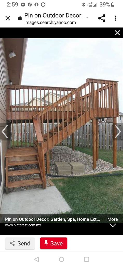 Wooden Deck Designs, Deck Staircase, Upstairs Apartment, Kitchen Upstairs, Deck Stair Railing, Outside Stairs, Deck Backyard, Building Stairs, Patio Deck Designs