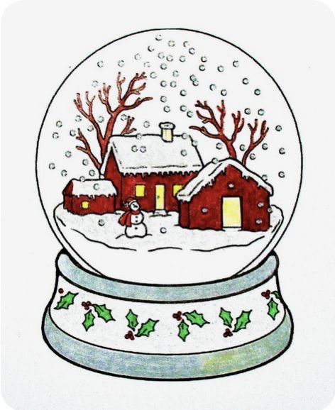 Christmas Drawing Ideas Pencil, Snowglobe Card, Drawing Ideas Pencil, Christmas Drawing Ideas, Christmas Drawing, Winter Scene, Blank Card, Snow Globe, The Snow