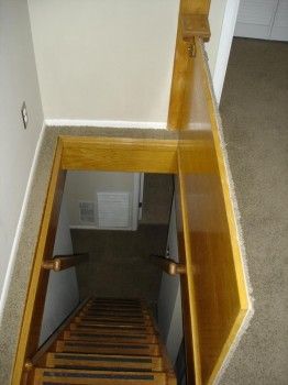 Carpeted Trap Door to Basement Trap Door To Basement, Door To Basement, Basement Stairs Remodel, Basement Stairs Ideas, Basement Doors, Basement Entrance, Trap Door, Attic Stairs, Basement Stairs