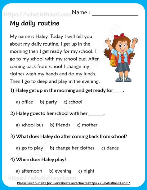 My daily routine -Reading Comprehension for Grade 3 Reading Material Grade 3 English, 3 Rd Grade Reading Comprehension, Passage Writing For Grade 3, Reading Materials For Grade 2 English, 3rd Grade Reading Comprehension Passages, Grade 3 Phonics Worksheets, English Passages For Class 3, Reading Materials For Grade 3 English, Story Reading For Grade 3