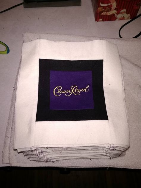 Royal Crown Bags Quilts, How To Make A Quilt Out Of Crown Royal Bags, Crown Royal Bag Quilt Pattern, Crown Royal Bag Quilt Ideas, Diy Crown Royal Bag Blanket, Royal Crown Quilts Pattern, Ideas For Crown Royal Bags, Crown Royal Bags Ideas Projects, Crown Bag Quilt