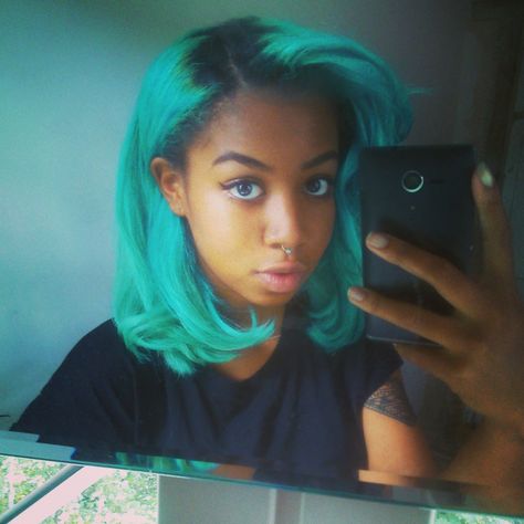 ☾@moonshineeeeee Turquoise Natural Hair, Toned Hair, Turquoise Hair, Style Lookbook, Hair Laid, Colorful Hair, Va Va Voom, Dye My Hair, Hair Inspiration Color