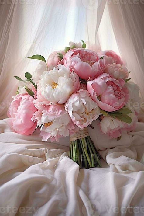 luxury wedding bridal bouquet with white peonies and mixed flowers on pink dresser, Generative AI All Pink Bridal Bouquet, Garden Rose And Peony Bouquet, Blush Pink Wedding Flowers Bride Bouquets Peonies, Bridal Peony Bouquet, Different Wedding Bouquet Styles, Peonies For Wedding, Peony Themed Wedding, Bride Bouquets Peonies, Bouquet Wedding Peonies