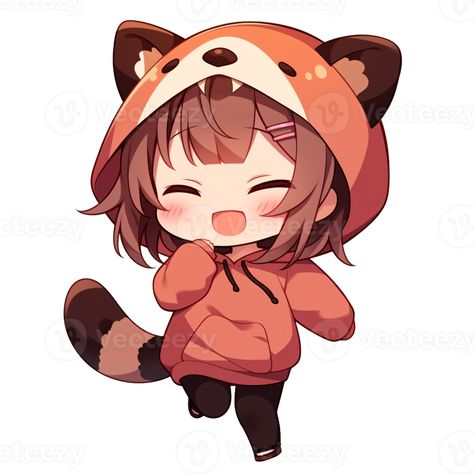 Cute Chibi Girl Wearing A Raccoon Hoodie AI Generative Chibi Raccoon, Raccoon Hoodie, Chibi Girl, Cute Cartoon Drawings, Red Panda, Anime Oc, Cute Chibi, Book Art Drawings, Girls Wear