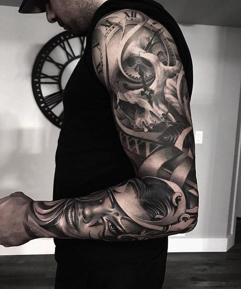 Realistic Tattoos by Greg Nicholson | Cuded Aj Tattoo, Realism Tattoos, Realistic Tattoo Sleeve, Date Tattoos, Tattoo Trend, Marvel Tattoos, Men Tattoo, Tattoo Zeichnungen, Back Of Shoulder Tattoo