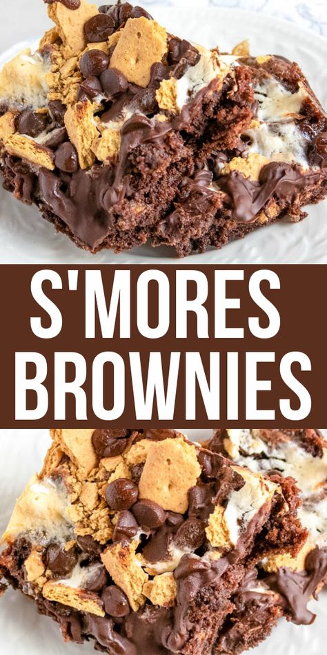 Brownie Mix Desserts, Brownie Mix Recipes, Easy Smores, Smores Brownies, Cakes Easy, Chocolate Chip Brownies, Fudge Brownie, Brownie Desserts, Recipes With Marshmallows