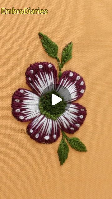 Simple Flower Embroidery Designs, Flower Hand Embroidery, Patchwork Quilting Designs, Bead Embroidery Tutorial, Embroidery Stitches Tutorial, Embroidery Videos, Flower Embroidery Designs, August 12, Hand Embroidery Design