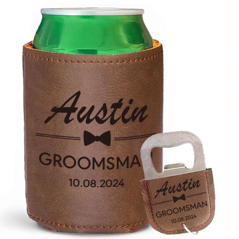 PRICES MAY VARY. 1.Perfect inexpensive gift for Groomsman proposals, bachelor parties or Birthdays. 2.Handmade with beautiful top quality grain leather and will get plenty of re-use out of them. These products are laser engraved to last a lifetime. 3.Click "Customize Now" and start to create a unique Groomsmen Gifts, it's totally free and we will make a layout for approval. 4.Height:105MM, Thinkness:2.5MM,Holds most 12-16 oz. Cans, Longnecks, and Water Bottles. 5.Groomsmen gift, gifts for a husb Unique Groomsman Gifts, Groomsman Wedding Day Gifts, Groomsmen Proposal Unique, Will You Be My Groomsman Gifts, Fall Wedding Gift Favors, Groomsmen Day Of Gifts, Groomsmen Wedding Day Gifts, Graduation Party Gifts For Guests, Groomsmen Gifts Wedding Day