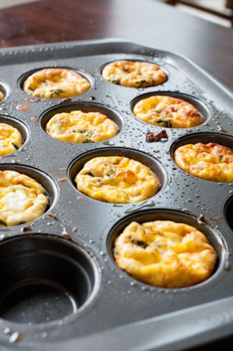 These quick, easy miniature quiches the perfect breakfast to grab and go. Make them Sunday and freeze to eat on your way out the door throughout the week. Favorite Breakfast Recipes, Brunch Menu, Monkey Bread, Perfect Breakfast, Christmas Treats, Home Cooking, The Door, Quick Easy, Cheddar