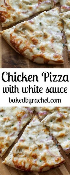 Pizza With White Sauce, Garlic White Sauce, White Sauce Recipe, White Sauce Recipes, Pizza Cake, White Pizza, Cheese Chicken, Pizza Recipes Homemade, Three Cheese