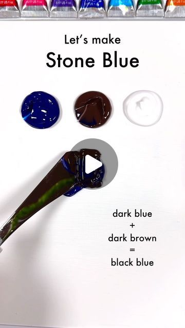 Joshua Javaherian on Instagram: "How to make Stone Blue from 3 colors #colormixing #paintmixing #colortheory #artvideos #paintingvideos #satisfyingart #tappingsounds #colors #paintvideos #painting #asmrart #asmr #artreels" How To Make Dark Blue Paint, How To Make Black Paint, How To Make Blue Color, How To Make Navy Blue Paint, How To Make Rocks, Navy Blue Paint, Mixing Paint Colors, Dark Blue Paint, Blue Tang