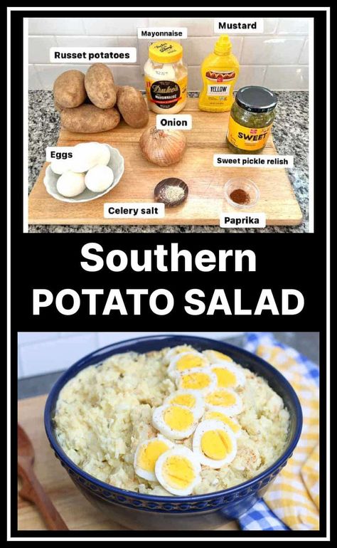 Make the best Southern potato salad with this incredible classic recipe! It combines fork-tender potatoes, hard-boiled eggs, tangy mayonnaise and mustard sauce, pickles, onions, and a dash of paprika. The result is the perfect creamy potato salad that will have everyone coming in for more. Amish Potato Salad Recipe, Fried Potato Salad, Best Potato Salad Recipe With Egg, Easy Potato Salad Recipe With Egg, Homemade Potato Salad Without Eggs, Potato Salad No Egg No Mayo, Classic Potato Salad With Egg, Healthy Dinner Salads, Low Calorie Salad