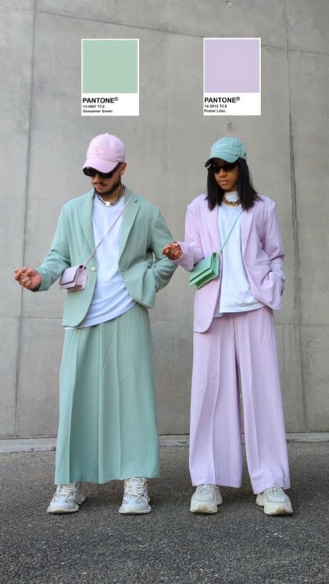 Pantone Outfit, Pastel Color Combinations For Clothes, Korean Fashion Inspiration, Outfits Color Combos, How To Match Colors Outfits, Color Matching Clothes Women, Color Outfit Combinations, Color Combinations For Clothes Women, Color Coordinated Outfits For Couples