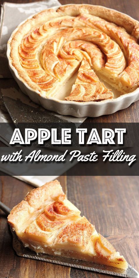 Almond Apple Pie, Apple Pie Tart Recipe, Apple Tart With Almond Paste Filling, Apple Almond Tart Recipe, Almond Pie Filling Recipes, Apple Almond Tart, Recipes With Almond Paste, Almond Paste Desserts, Fall Tart Recipes