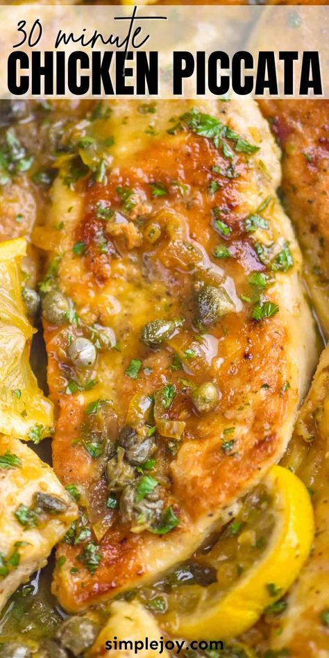 This Lemon Chicken Piccata is an easy dinner recipe that our family loves. The simple pan sauce is both deep, rich, and full of bright flavor! Chicken With Capers And Lemon, Chicken Capers Lemon Piccata, Lemon Chicken With Capers, Chicken Piccata With Lemon Sauce, Chicken Piccata Easy, Lemon Caper Chicken, Lemon Chicken Piccata, Capers Chicken, Chicken Piccata Recipe