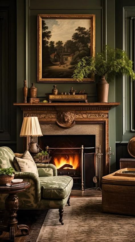 All time seasons..... Living Room Dark, Southern Interior, Room Dark, Dark Living Rooms, Moody Interiors, Green Rooms, Decoration Inspiration, Boho Living, Boho Living Room