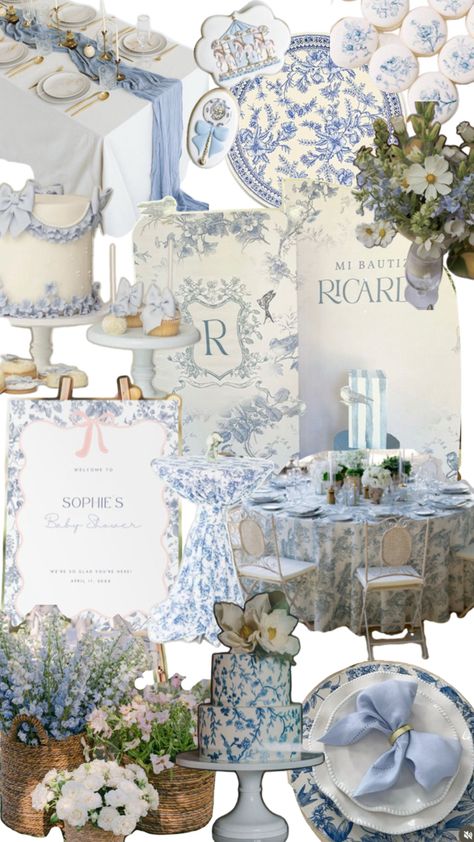 French Toile Baby Shower Ideas, Chinoiserie Bridal Shower Decor, French Inspired Baby Shower Ideas, French Country Baby Shower Ideas, French Blue Baby Shower Ideas, Blue Themed Baby Shower Ideas, Hydrangea Bridal Shower Ideas, Chinoiserie Baby Shower Theme, Toile Baby Shower Theme