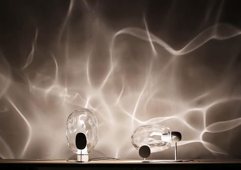 Poetic Lab & Studio Shikai, Designers - Sight Unseen Water Effect Lighting, Water Lighting Effect, Water Reflection Light, Water Interior Design, Water Light Reflection, Water Projection, Water Lights, Interior Wall Light, Glass Reflection