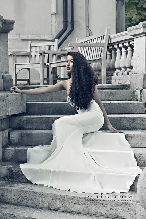 Amazing white gown #gown #dress #white #fashion #stairs #photo-shoot  #diy #model Jazz Photoshoot, Bridal Photo Shoot, High Fashion Photoshoot, Bridal Photo, White Gown, Fashion Photography Poses, Photoshoot Dress, Beauty Shoot, Raw Beauty