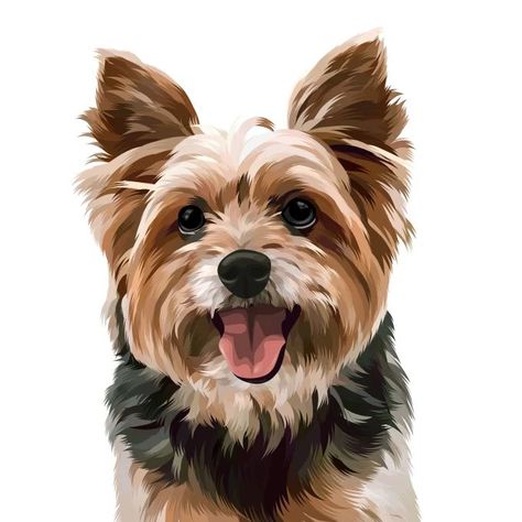 Yorkie Illustration Cartoon, Cartoon Drawings Animals, Yorkie Illustration, Yorkie Painting, Yorkie Art, Tatoo Dog, Dog Portraits Art, Puppy Art, 강아지 그림