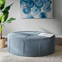 Oval Ottoman, Table Ottoman, Round Storage Ottoman, Large Ottoman, Venice Canals, Blue Furniture, Room Tips, Oval Coffee Tables, Tufted Ottoman