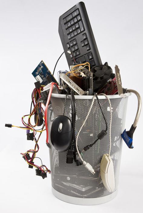 Electronic scrap in trash can. Keyboard, power supply, mouse, cables, fan, pci-c , #Ad, #Keyboard, #power, #trash, #Electronic, #scrap #ad Trash Core, Electronic Waste Poster, Trash Robot, Trash Aesthetic, Electronic Scrap, Electronic Waste Recycling, Trash Collector, Futuristic Trash Can, Solar System Projects For Kids