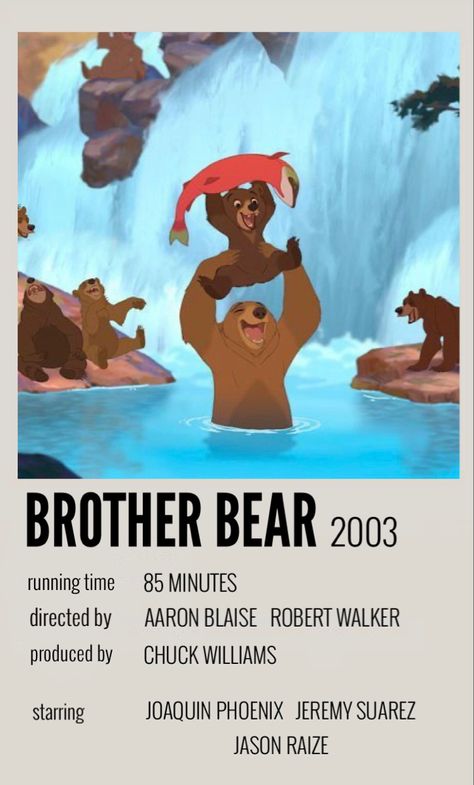 Brother Bear Movie Poster, Brother Bear Aesthetic, Brother Bear Wallpaper, 2000s Disney Movies, Bear Brothers, Movie Minimalist, Old Disney Movies, Minimalist Polaroid Poster, Animated Movie Posters