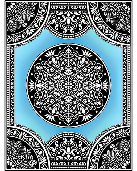 Digital Mandala ✍🏻 Rectangular Mandala Art, Mandala Drawings, Geometric Mandala Tattoo, Easy Doodle, Geometric Mandala, Mandala Tattoo Design, Colour Combos, Easy Doodle Art, Green Hues